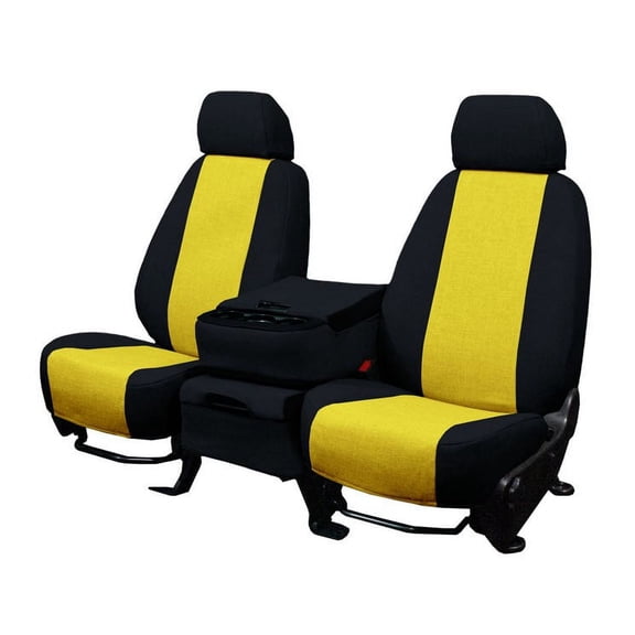 CalTrend Rear Solid Bench Tweed Seat Covers for 1994-2000 Chevy/GMC C/K 1500-3500 - CV132-12TT Yellow Insert with Black Trim