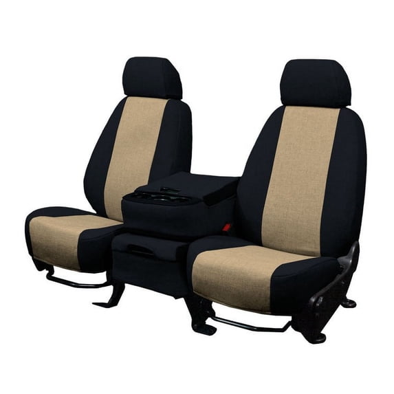 CalTrend Rear Solid Bench Tweed Seat Covers for 2017-2018 Kia Optima - KA155-06TT Beige Insert with Black Trim