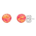 thumbnail image 1 of Cala: 6mm Deep Sea Coral Synthetic Opal Ball Stud Post Earrings 925 Sterling Silver, 1 of 3