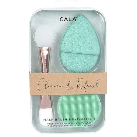 Cala Cleanse & Refresh Mask Brush & Exfoliator Set, Exfoliation Sponge, Silicone Sponge, Mask Brush