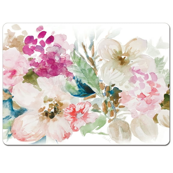 Cala Home "Fragrant Spring" 4 Pack Decorative Hardboard Cork Back Tabletop Placemats