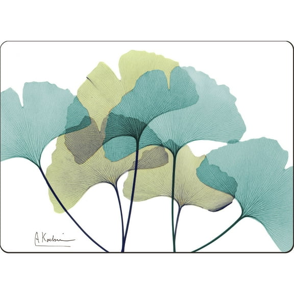 Cala Home "Gingko" Premium Decorative Hardboard Cork Back Tabletop Placemats 4 Pack