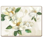 Cala Home Magnolias 4 Pack Premium Decorative Hardboard Cork Back Tabletop Placemats