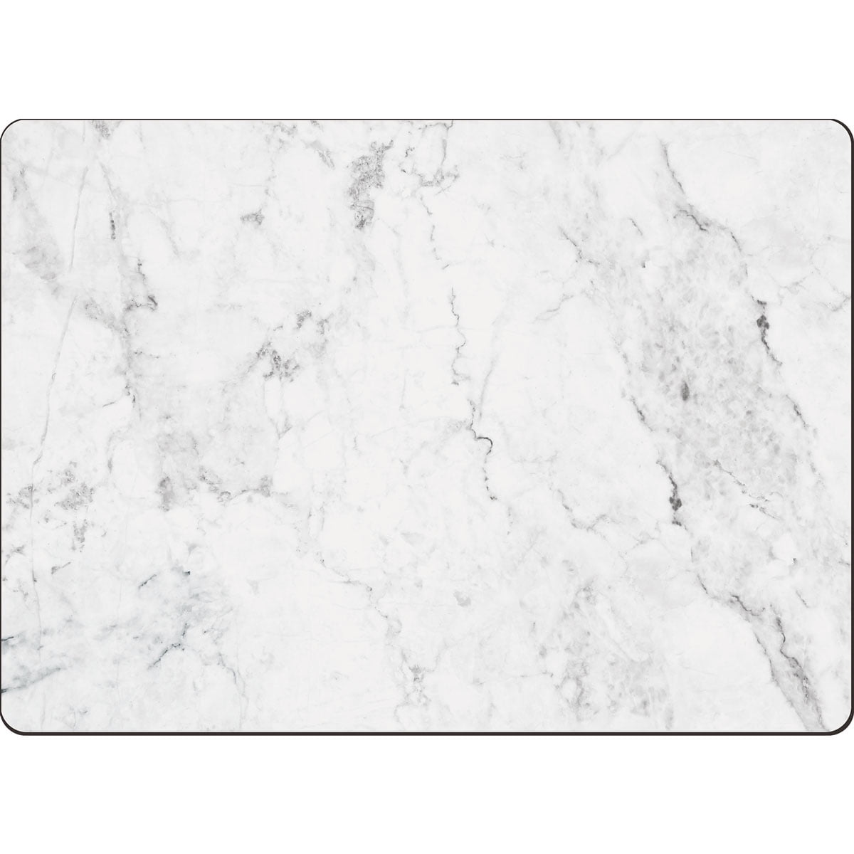 Cala Home "White Marble Design" Premium Decorative Hardboard Cork Back Tabletop Placemats 4 Pack