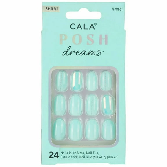 Cala POSH DREAMS - SHORT OVAL MINT -24 PC NAIL KIT