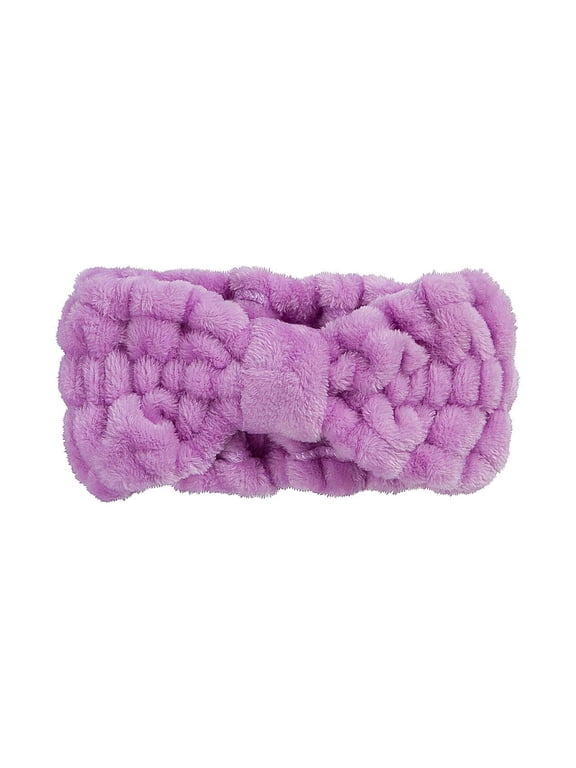 Plush lavender bow headband
