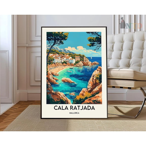 Cala Ratjada Art, Cala Ratjada Artwork, Cala Ratjada Map, Cala Ratjada Photo, Cala Ratjada Poster, Cala Ratjada Print, Cala Ratjada Mallorca Wall Art, Modern Wall Decor, 8x12 UNFRAMED