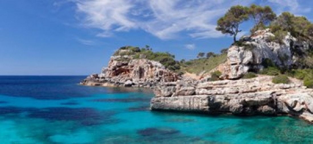 Cala SAlmunia bay Santanyi Majorca Balearic Islands Spain Canvas Art - Panoramic Images (26 x 12)