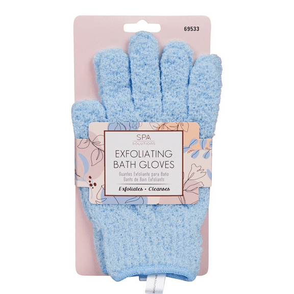 Cala Spa Solution Exfoliating Bath Gloves, (Blue) (1 Pair)