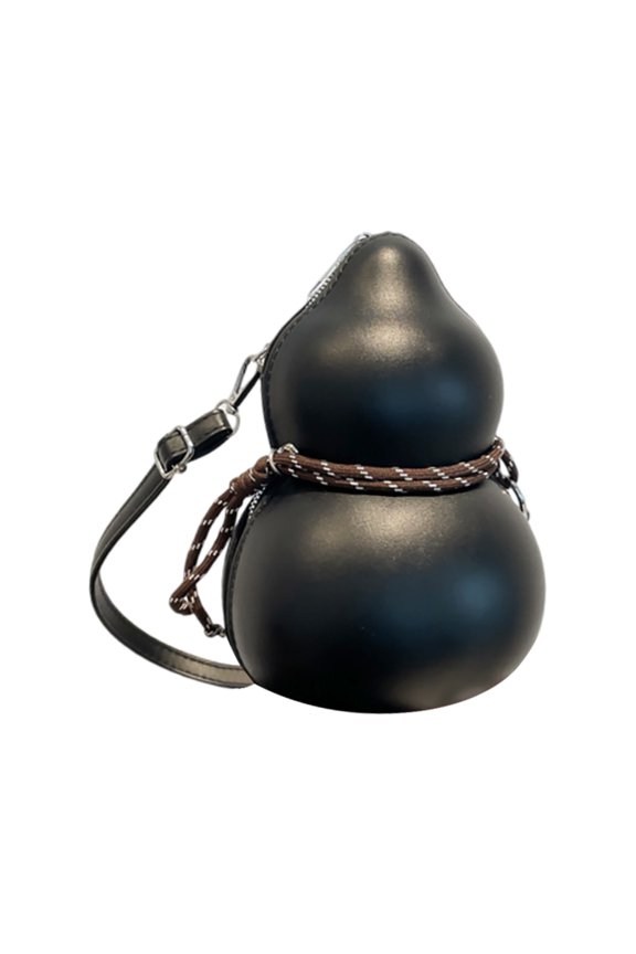 Calabash Bag for Women, PU Leather Double-Cavity Crossbody Purse with Braided Rope, Adjustable Strap, Unique Gourd Design