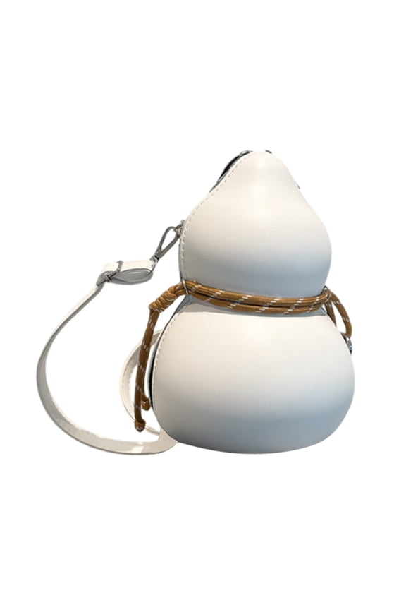 Calabash Bag for Women, PU Leather Double-Cavity Crossbody Purse with Braided Rope, Adjustable Strap, Unique Gourd Design