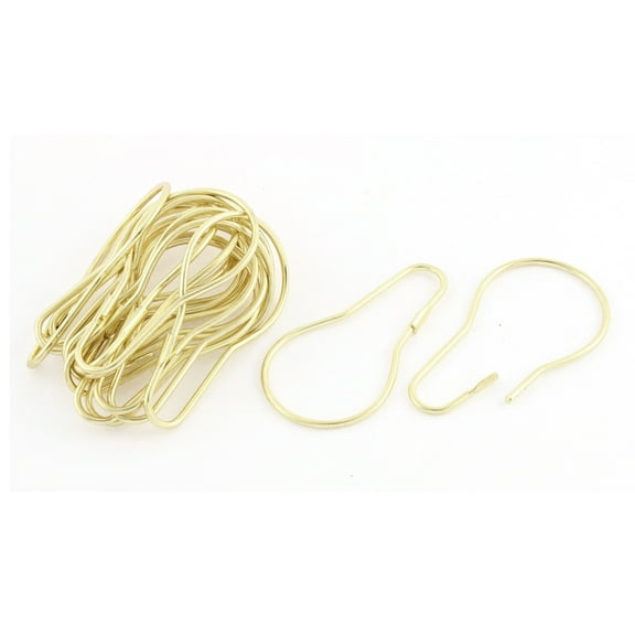 Calabash Shaped Metal Bathroom Shower Curtain Ring Hooks, 20 pieces, Gold