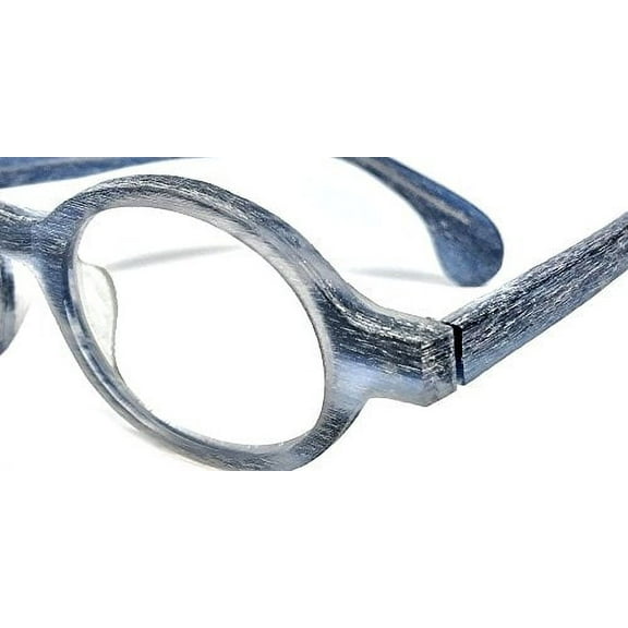 Calabria 856 Designer Circle Reading Glasses w/Hard Case in Blue +4.5