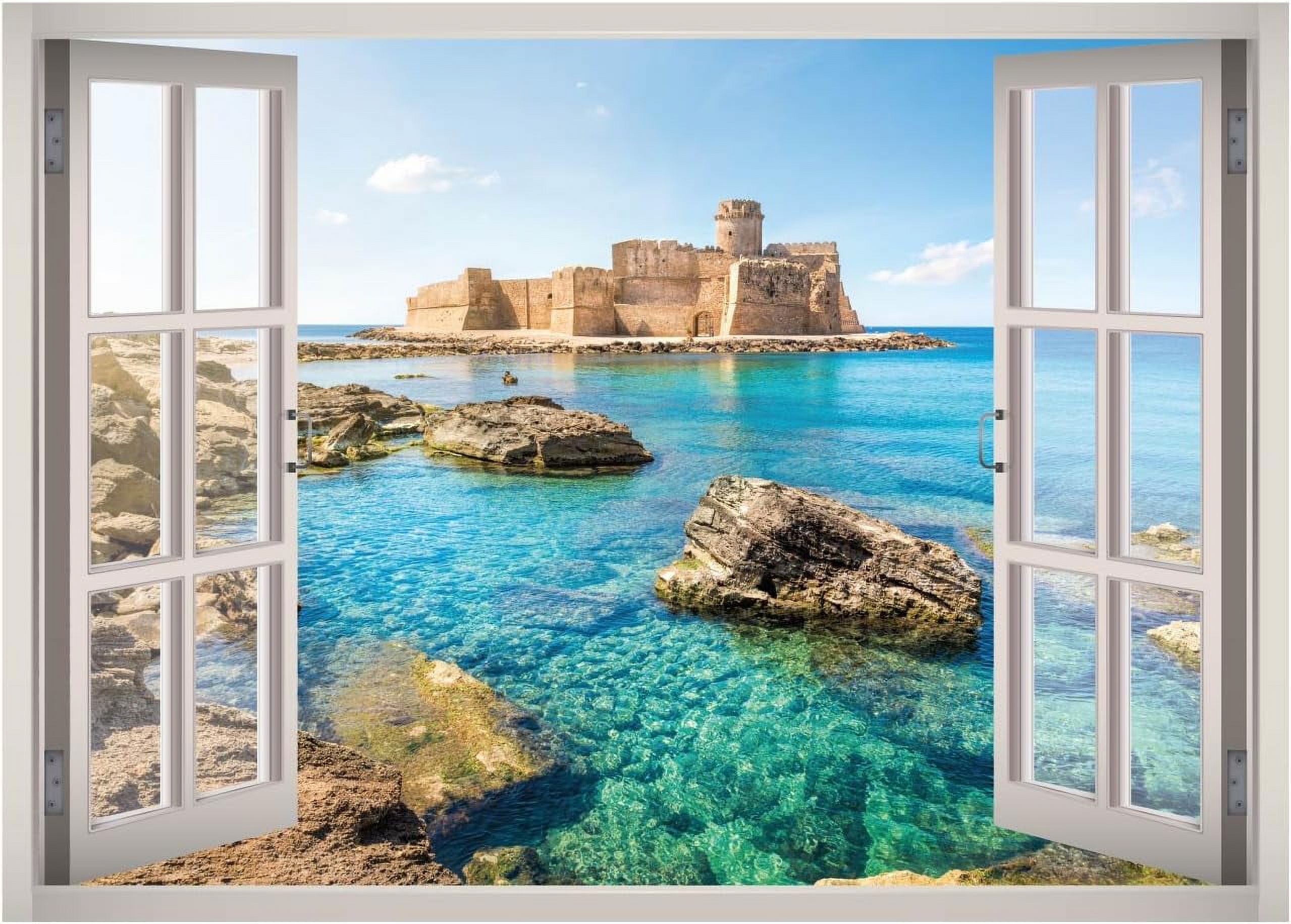 Calabria Italy View Window 3D Wall Decal Art Removable Wallpaper Mural