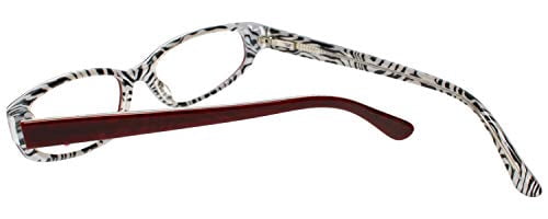 Calabria Vivid 725 Designer Reading Glasses in Wine-Zebra ; +3.00