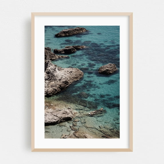 Calabria coast - Capo Vaticano Calabria Italy Photography Seascape Coast Ocean Beach Nature Aquatic Minimalist Oak Framed Wall Art Print 20 x 30 inches