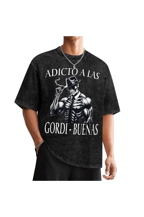 Calacas Chidas Men's Sarcastic Mexican Skull Graphic T-Shirt - Addict To The Cool Bones Gym Humor DesignWashed Tee
