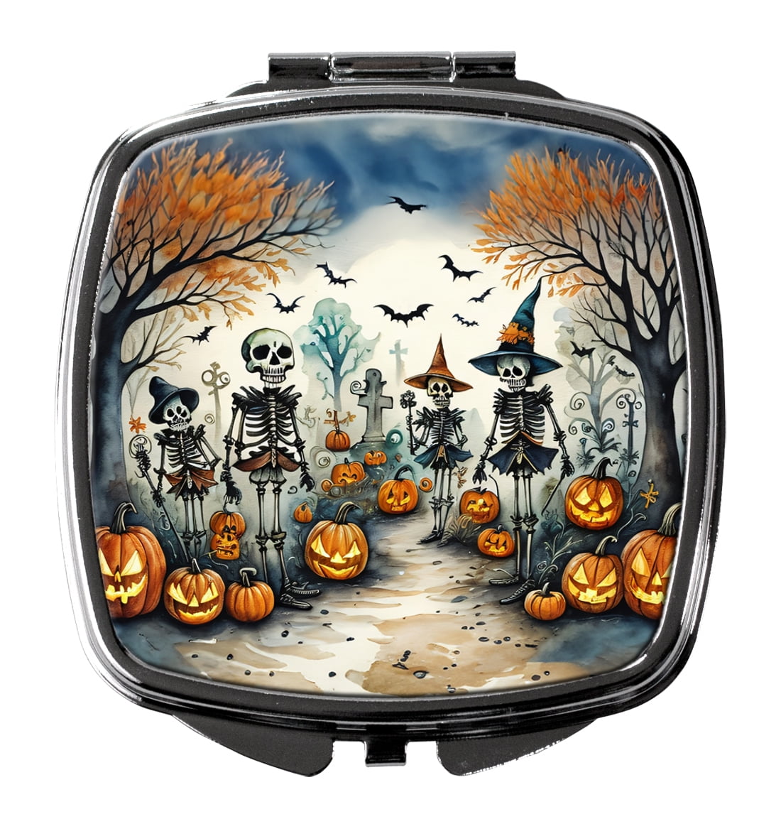 Calacas Skeletons Spooky Halloween Compact Mirror 2.75 in x 3 in