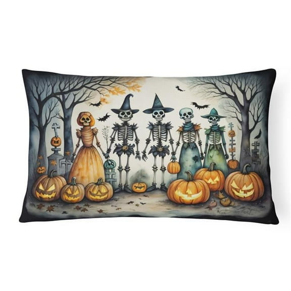 Calacas Skeletons Spooky Halloween Fabric Decorative Pillow 12 in x 16 in