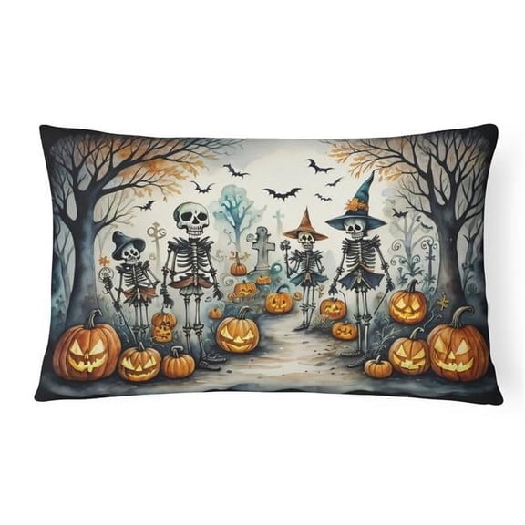Calacas Skeletons Spooky Halloween Fabric Decorative Pillow 12 in x 16 in