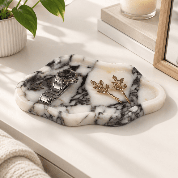 Calacatta Viola Marble Cloud Shape Decorative Tray Trinket Ring Dish Home Decor