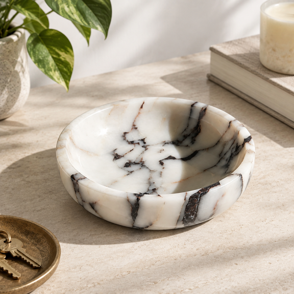 Calacatta Viola Marble Decorative Bowl 7.87-inch