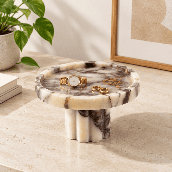 Calacatta Viola Marble Decorative Vanity Tray for Countertop Organizer