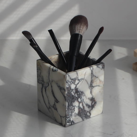 Calacatta Viola Marble Toothbrush Holder Countertop Makeup Brush Organizer