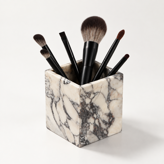 Calacatta Viola Marble Toothbrush Holder Countertop Makeup Brush Organizer