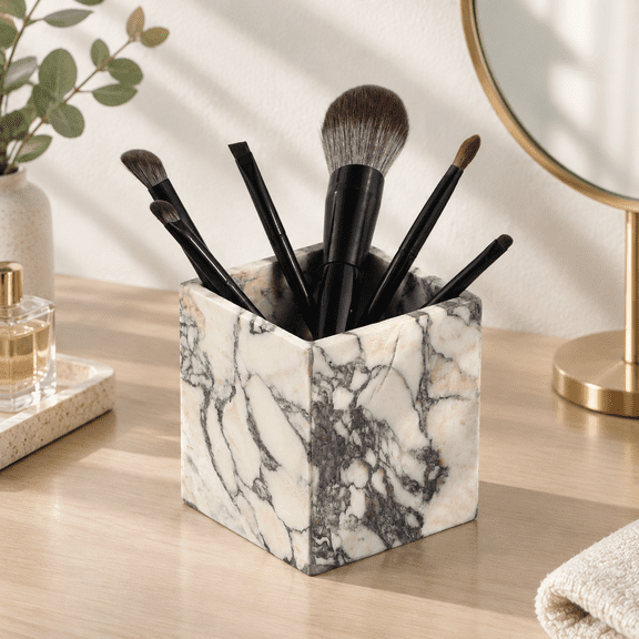 Calacatta Viola Marble Toothbrush Holder Countertop Makeup Brush Organizer