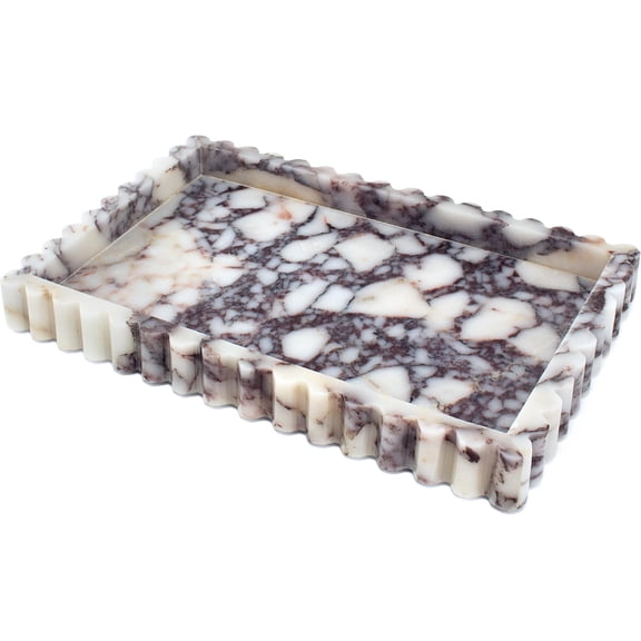 Calacatta Viola Purple Marble Serving Tray, Decorative Vanity Bathroom Counter Organizer