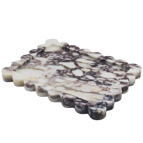 Calacatta Viola Scalloped Marble Serving Tray 10.6" x 8" Home Decor