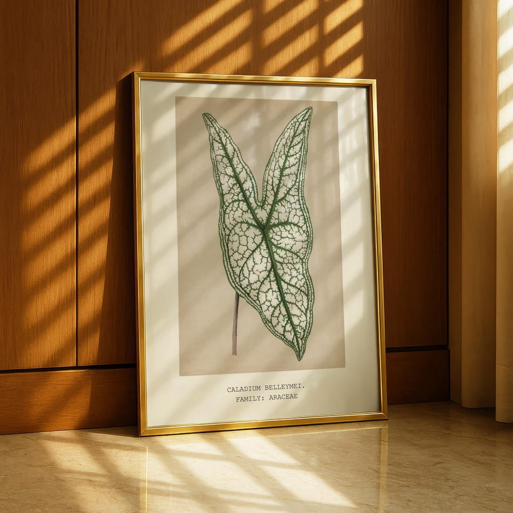Caladium Belleymei Botanical Leaf White Vintage Green Poster - Walmart.com