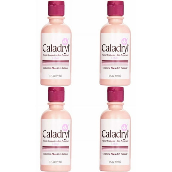 Caladryl Pink Skin Protectant Lotion Calamine + Itch Reliever 6 Fl Oz - 4 Pack