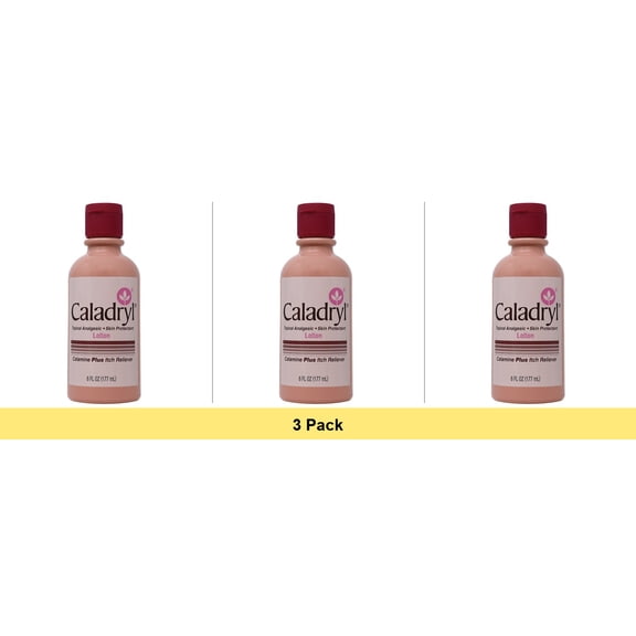 Caladryl Skin Protectant Lotion, Calamine + Itch Reliever, 6 fl oz. - 3 Pack