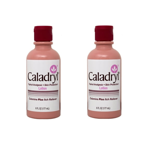Caladryl Topical Skin Protectant Calamine Plus Itch Reliever Lotion, Pink - 6 Oz, - 2 Pack