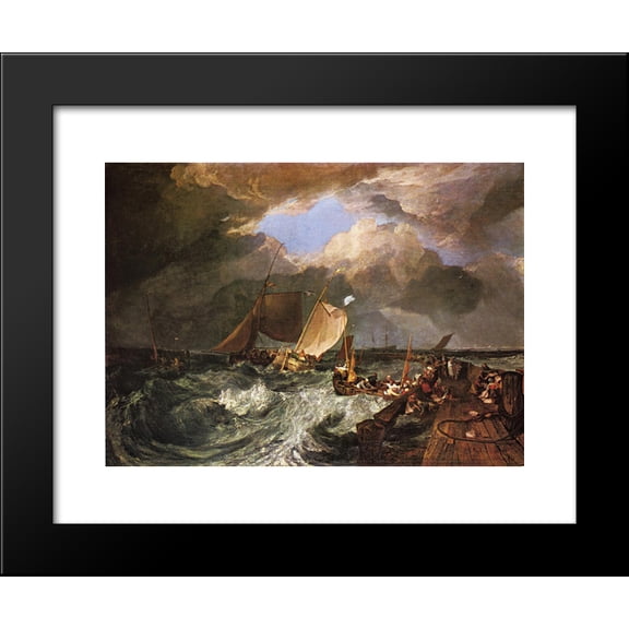 Calais Pier, with French Poissards Preparing for Sea, an English Packeet Arriving 20x24 Framed Art Print by William Turner