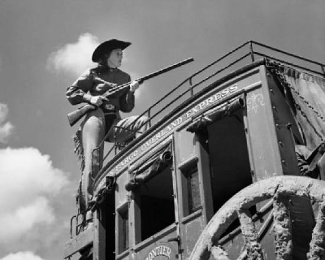 Calamity Jane riding shotgun on stage Canvas Art - (18 x 24)