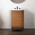 thumbnail image 1 of JONATHAN Y Calandre 20 in. W x 18 in. D x 33 in. H, Thin Linear Slat 2-Shelf, Bath Vanity Cabinet ONLY, Walnut, VAN1004B, 1 of 7
