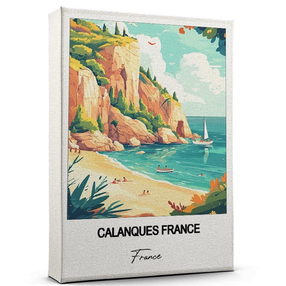 Calanques France Travel Art Canvas  Modern Wall Art Inspired by France Canvas  Great Gift for Travel Lovers  Ready to Hang