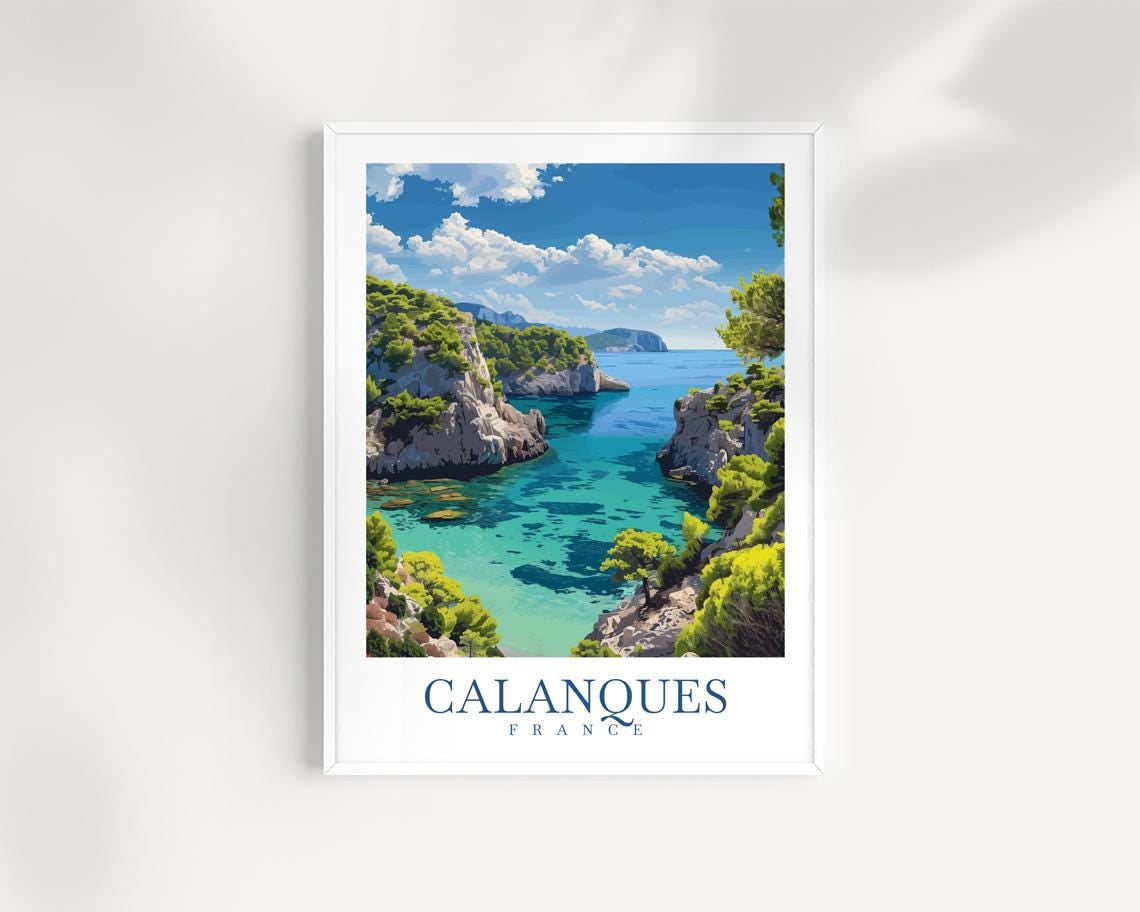 Calanques France Travel Illustration Style Coastal Nature Poster ...