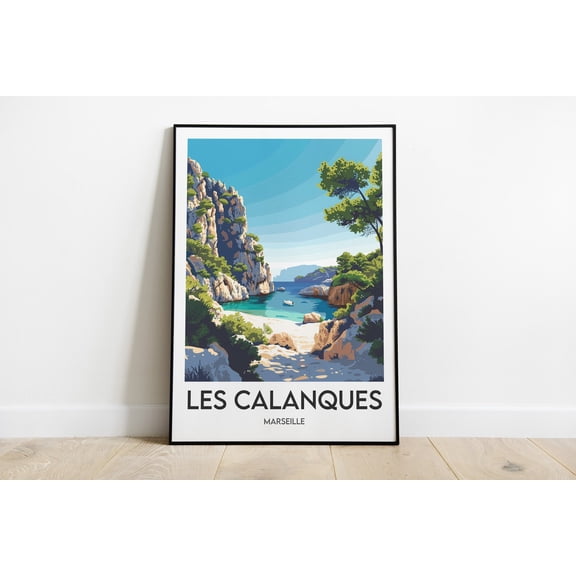 Calanques Marseille Poster, Nature And Travel Wall Art, Unframed Paper Poster 8x10in