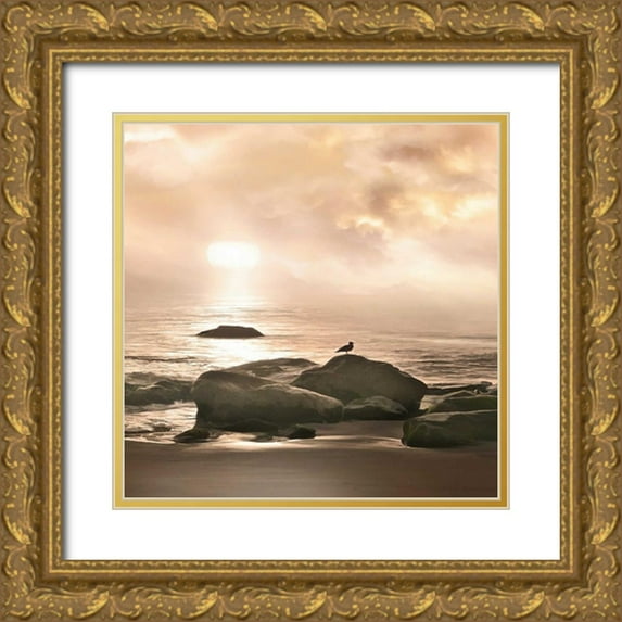 Calascibetta, Mike 12x12 Gold Ornate Wood Framed with Double Matting Museum Art Print Titled - Malibu Sunset