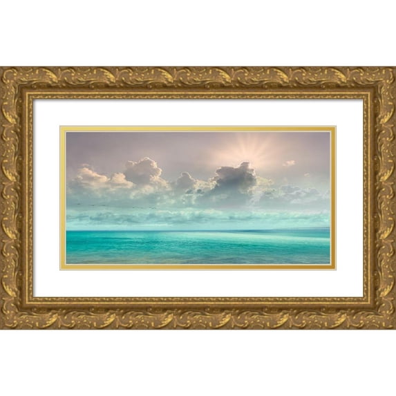 Calascibetta, Mike 18x11 Gold Ornate Wood Framed with Double Matting Museum Art Print Titled - Caribbean Water