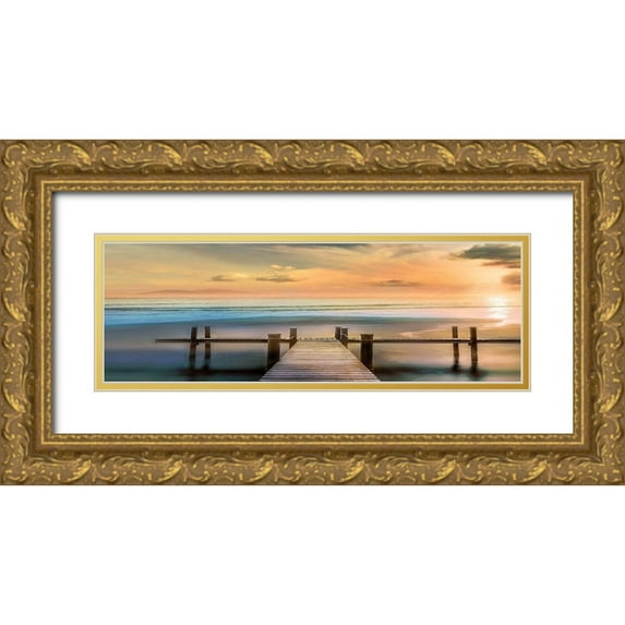 Calascibetta, Mike 32x13 Gold Ornate Wood Framed with Double Matting Museum Art Print Titled - Malibu