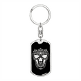 thumbnail image 1 of Calavera Mexican Sugar Skull 167 Stainless Steel or 18k Gold Premium Swivel Dog Tag Keychain, 1 of 16