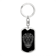thumbnail image 1 of Calavera Mexican Sugar Skull 28 Stainless Steel or 18k Gold Premium Swivel Dog Tag Keychain, 1 of 16