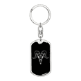 thumbnail image 1 of Calavera Mexican Sugar Skull 47 Stainless Steel or 18k Gold Premium Swivel Dog Tag Keychain, 1 of 16
