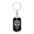 thumbnail image 1 of Calavera Mexican Sugar Skull 84 Stainless Steel or 18k Gold Premium Swivel Dog Tag Keychain, 1 of 16