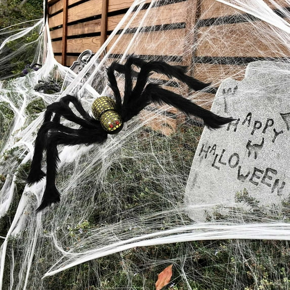 Calavera de simulación de Halloween, araña grande, adorno de araña de 75 cm